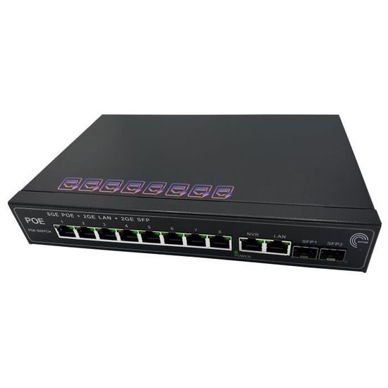 PoE Commutateur Switch Fibre Optique Avec 2 Ports SFP 1,25Go, 8 Ports PoE Gigabit Ethernet 10/100/1000Mbps, Plug & Play Non Géré (8 Ports PoE)(Réf: 9285) – ELFCAM - Fiber Solution Specialist