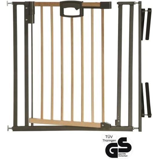Barrière de porte et d'escalier Easylock Wood Plus - GEUTHER - 68-92,5 cm - Noir - Métal - Bébé