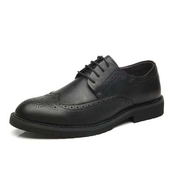 Chaussures Homme En Cuir Brogue - Style Business, Derby Verni Pour Costume, Mariage Et Bureau - 9