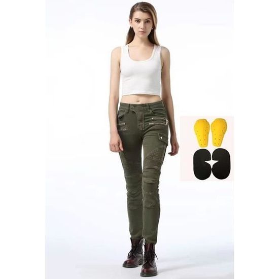 Pantalon moto Femme Moto Jeans Achat Vente vetement bas Pantalon moto Femme Moto Je Cdiscount Brown Cdiscount Pret a Porter