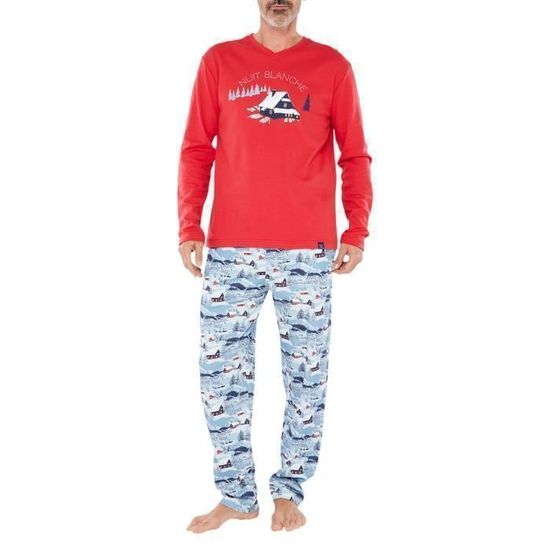Pyjama Homme Arthur En Coton Bio - Ensemble T-Shirt Manches Longues Et Pantalon Confortable