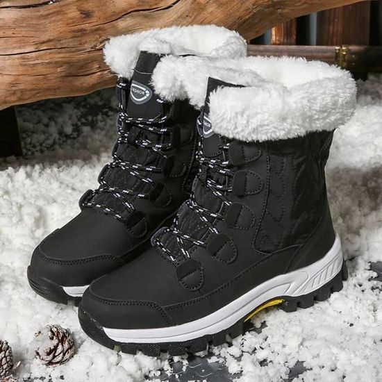 Bottes pour femmes ECELEN - Chaussures d'hiver chaudes et imperméables -  Marron - Haute