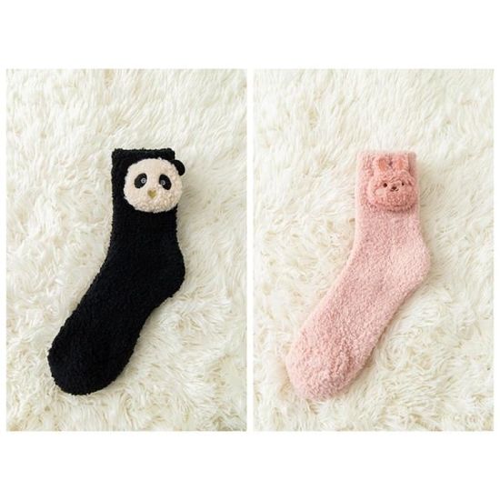 Chaussettes Moelleuses Femmes Motif œil - Lot De 5 Paires En Polaire Corail, Chaudes Et Douces Pour L'hiver