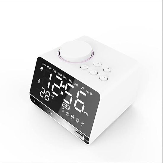 Réveil Numérique Décoratif Avec Chargeur Usb Haut-Parleur Bluetooth