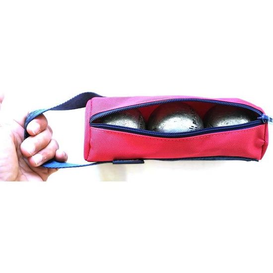 Trousse Obut Rouge Pour 3 Boules De Pétanque - Porte-Boules Avec Sangle - 210x90x90mm
