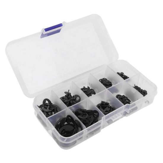 Lot De 120 Clips E (circlips) En Acier Inox - Diamètre 1,5 à 10 Mm - Avec Boîte De Rangement