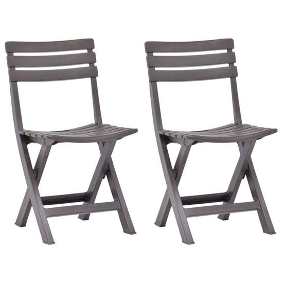 VidaXL Lot De 2 Chaises Inclinables Jardin Patio - Chaises Extérieur Pliables Plastique Moka