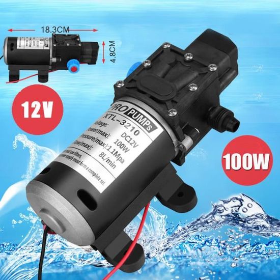 Pompe à Membrane 12V Auto-amorçante 70W – 0.9 MPa Haute Pression – Idéale Camping-car, Bateau, Jardin