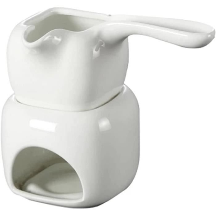 Swissmar F66327 Lot De 4 Tasses à Fondue Au Chocolat - Céramique Et Inox, Blanc 125ml Avec Bougie