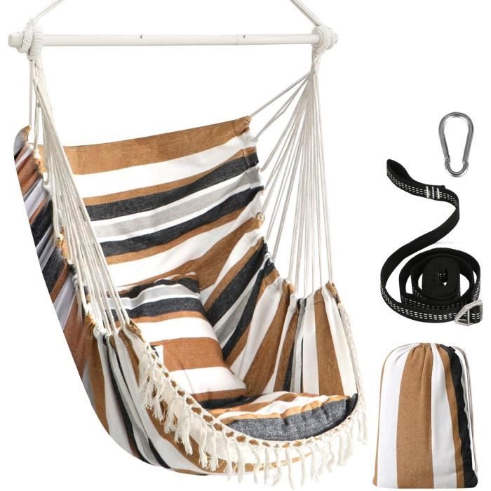 Chaise Brésilienne Balançoire Hamac Suspendu Avec Coussin RIO Beige 86991930