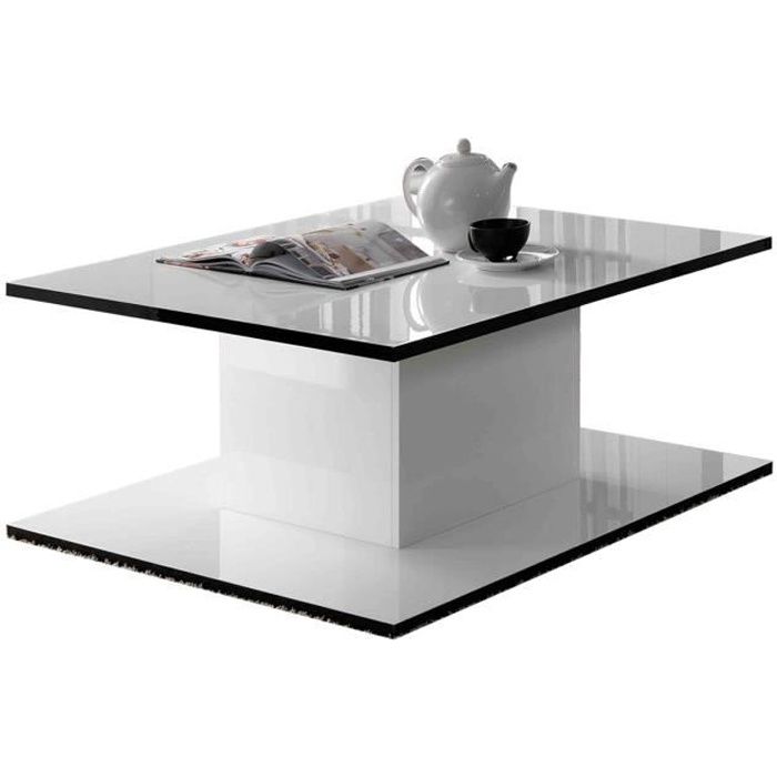 AMAZONIE LAQUÉ NOIR ET BLANC SÉJOUR SALLE À MANGER DESIGN : La Table Basse Carrée