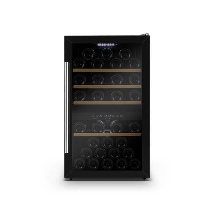 AMSTA - AMAV49P2Z - Cave à vin - Double zone - 49 bouteilles - 4 Clayettes bois - Porte Anti-UV - Noir