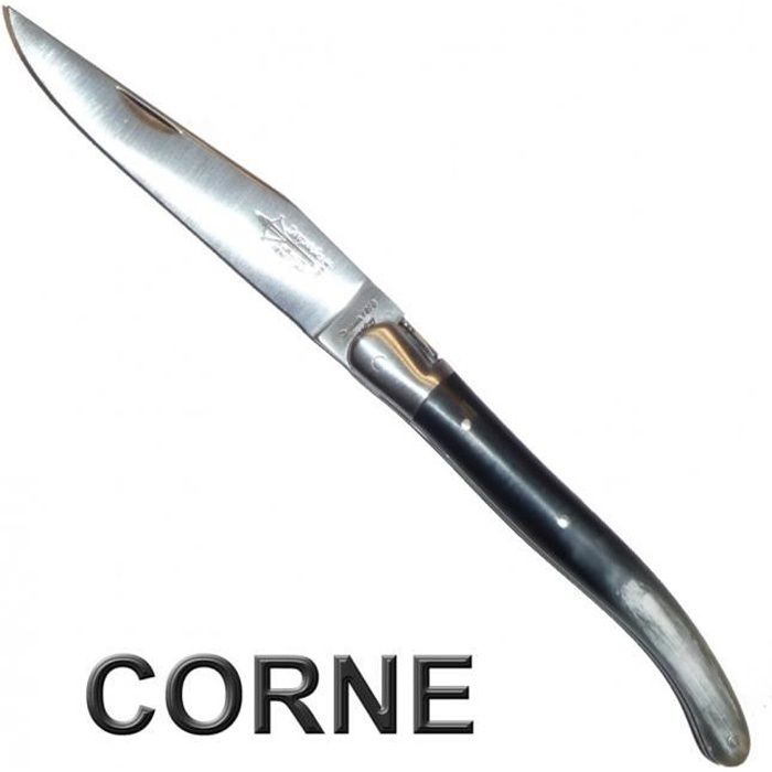 LAGUIOLE G. DAVID ANTAN COUTEAU PLIANT MANCHE BOIS / CORNE 12CM MADE IN FRANCE - Corne