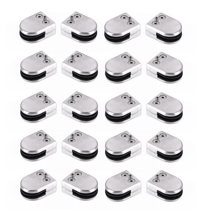 20* Pince à Verre Glass clamp 8-10mm en acier inoxydable