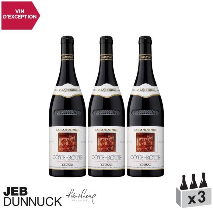 Côte Rôtie La Landonne Rouge 2016 - Lot de 3x75cl - Maison Guigal - Vin AOC Rouge de la Vallée du Rhône - 95-98-100 Robert Parker -