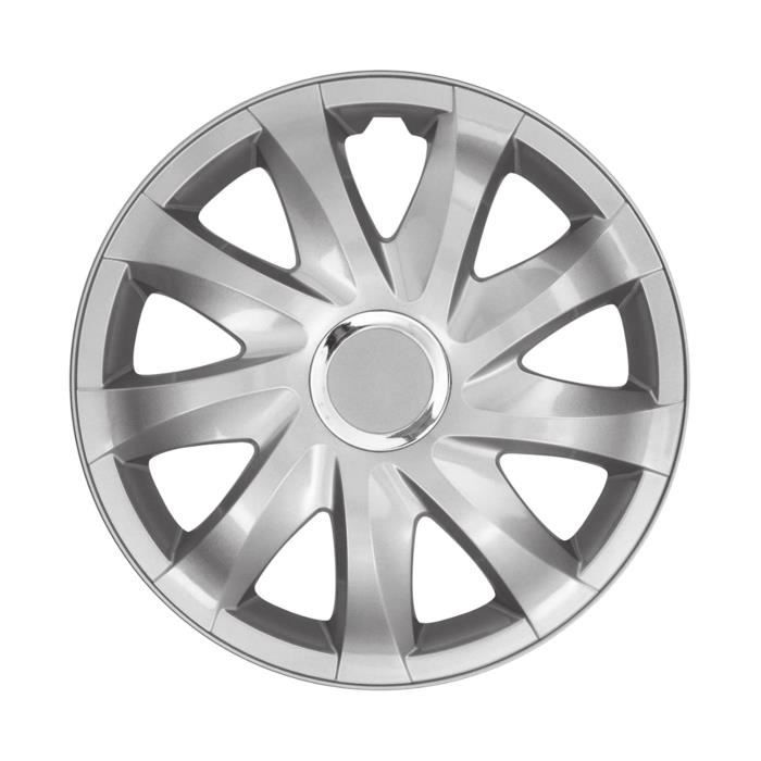 Enjoliveurs 15 - NRM DRIFT SILVER laqués 4 pièces argent
