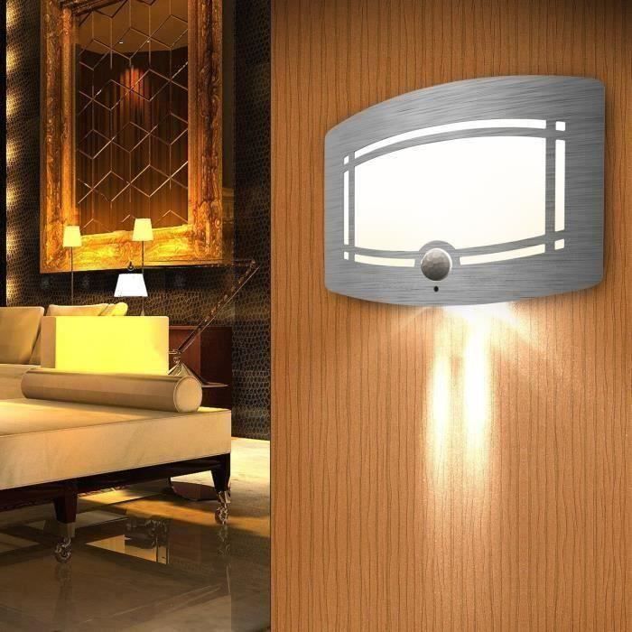 Lampe Murale LED Détecteur de Mouvement, SOWTECH(TM) Veuilleuse sans Fil Infrarouge en Aluminium pour Couloir, Escalier, Armoire, Sa