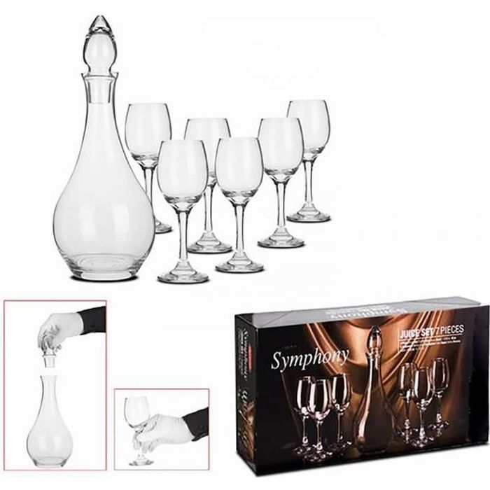 Vin carafe en Cristal et les verres à pied, ensemble de 1 Carafe et 6 Verres à Vin, Ustensiles de cuisine Élégante Maison et