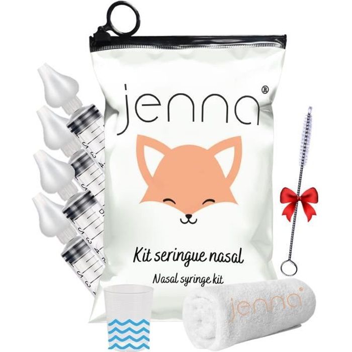 Jenna®|Kit mouche bébé seringues 4pcs 10ml•Brosse Offerte•serviette coton•Gobelet•Irrigation nasale rinçage sinus hygiène nasale•