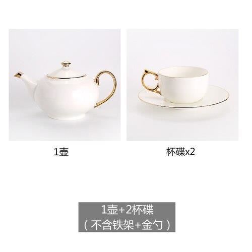 Service à café avec soucoupes,Ensemble de tasses et soucoupes à café en porcelaine, os Royal, bordure dorée, blanc, tasse - Type 4