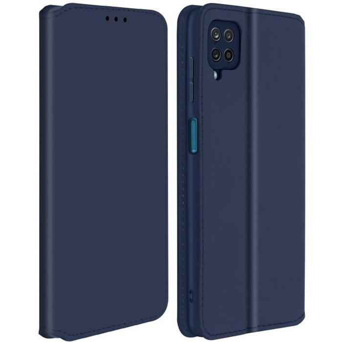 Housse Samsung Galaxy A12 Étui Folio Portefeuille Fonction Support bleu