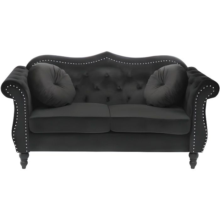 Beliani - Canapé Chesterfield 2 places en velours noir SKIEN