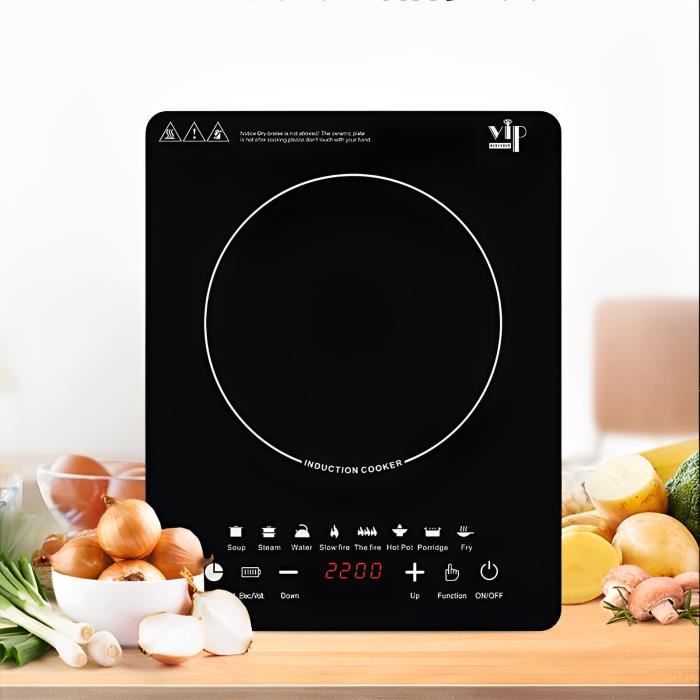 Plaque Induction Portable, Plaque de Cuisson à Induction de 2200W avec Corps Mince, 10 Niveaux de Puissance