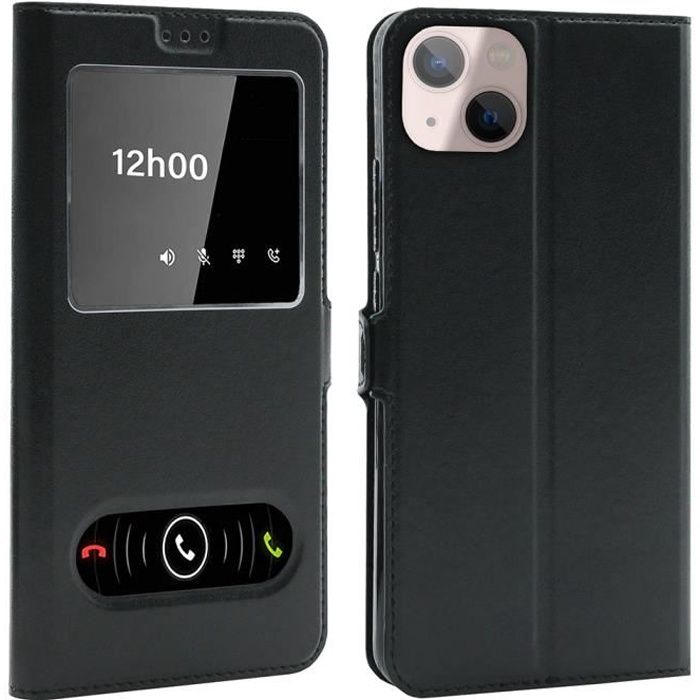 Coque iPhone 13, Housse Etui pour iPhone 13 Protection double FENETRES - Noir