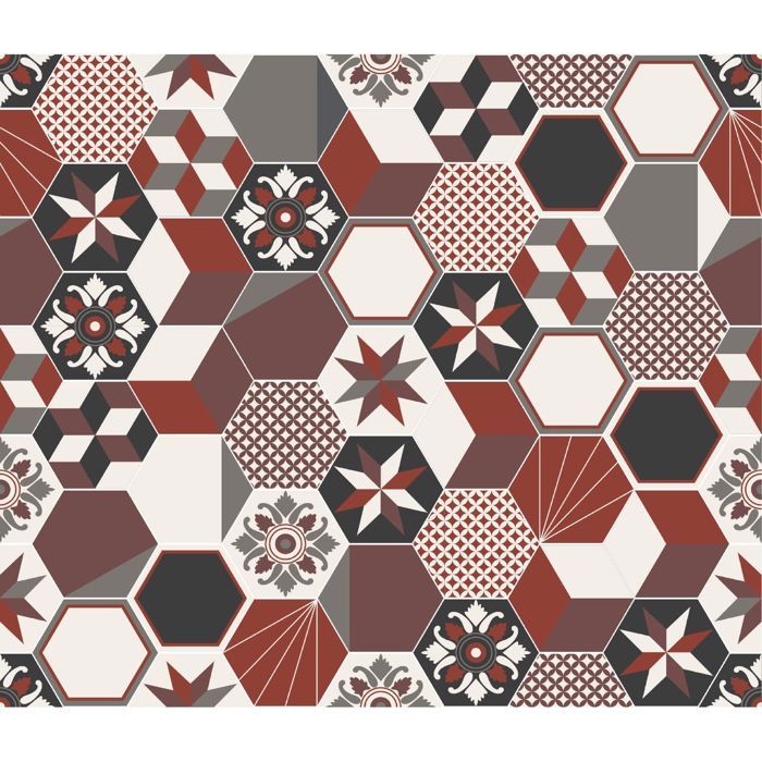Crédence adhésive carreaux en aluminium Exa - L. 20 x l. 20 cm - Rouge