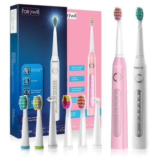 Brosse à dents électrique Blanc et rose FW-507 CrystalBlack Rechargeable Sonique de voyage