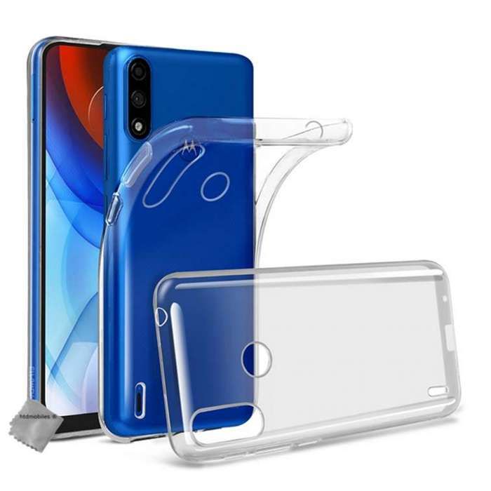 Coque silicone gel fine pour Motorola Moto E7i Power + verre trempe - TPU TRANSPARENT