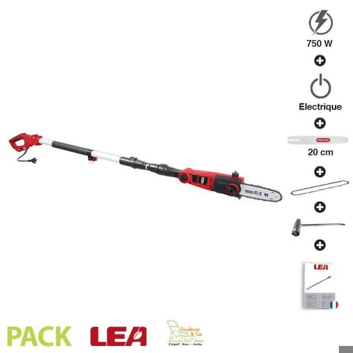 Elagueuse électrique sur perche 750W guide Oregon 20cm longueur max 2,7m LEA LE31076-20C