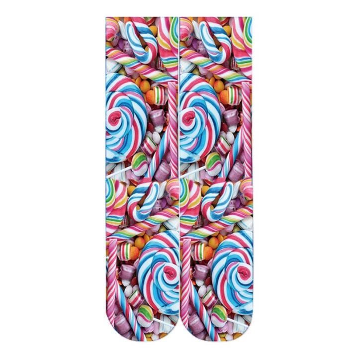 Bas,Chaussettes droites imprimées macarons pour Grils, chaussettes à Compression humoristique, en coton confortable - Type 9