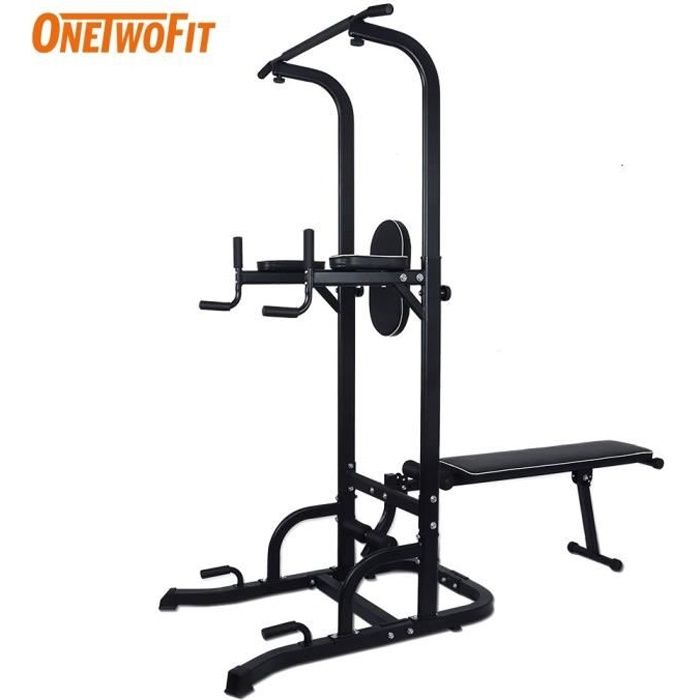 OneTwoFit Chaise Romaine Station Reglable Multifonctions Barre de Traction dips Banc de Musculation Pliable OT127A