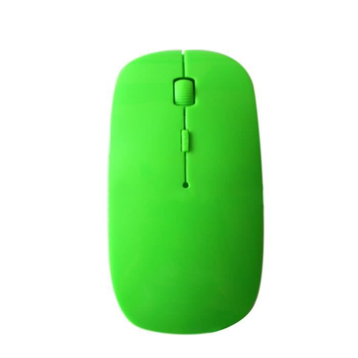 2.4GHz souris optique sans fil ultra-mince 1200DPI USB PC ordinateur portable cadeau de souris de jeu d'ordinateur Vert