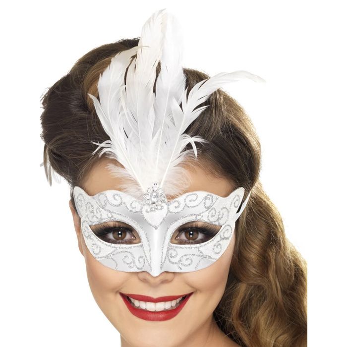 Masque vénitien paillettes argent Taille Unique