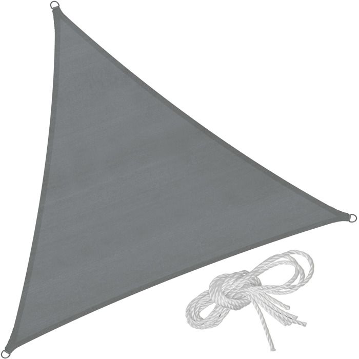 Voile d'ombrage triangulaire, gris - 600 x 600 x 600 cm