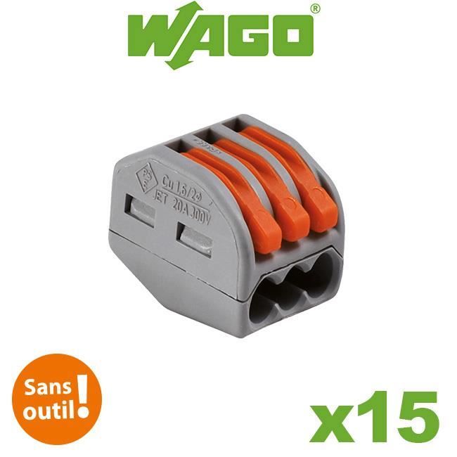 Bornes automatiques 3 fils S222 - Boite de 15 pièces WAGO