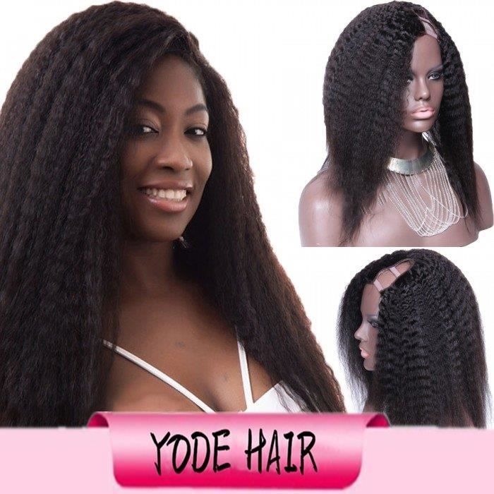 12 pouce Kinky Straight Side Partie U Partie Perruque Cheveux Brésiliens Upart Perruques Pour Les Femmes