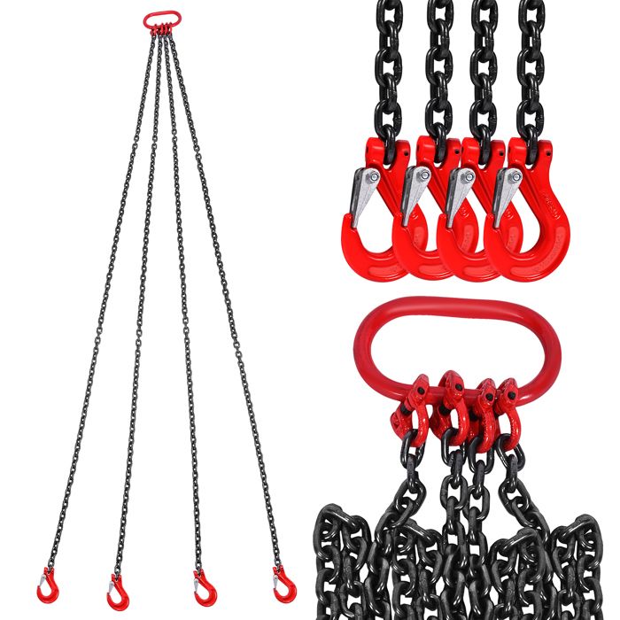 Élingue Chaîne Levage 2 M 4,75 Tonnes – 8 Mm, Réglable Avec 2 Crochets, Robuste Pour Chantiers Et Grues
