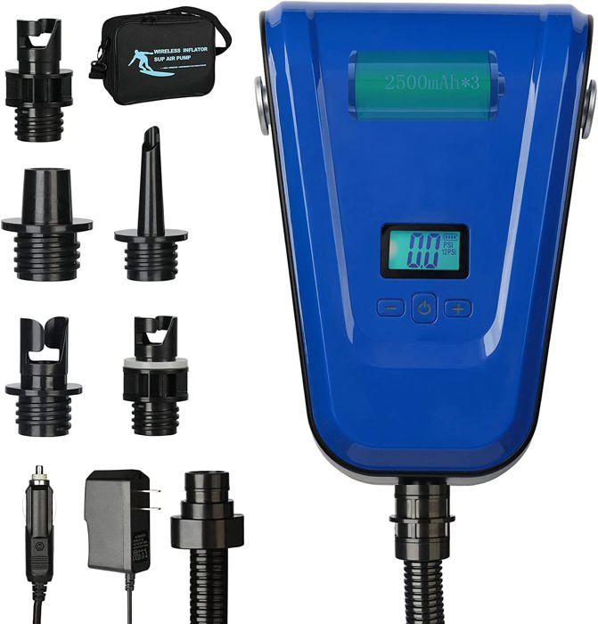 Pompe De Planche à Pagaie Électrique Portable, 20PSI 110W 12v Gonfleur Avec Affichage Num Rique Led Pour Planche Pulpe Pvc Bateaux Etc