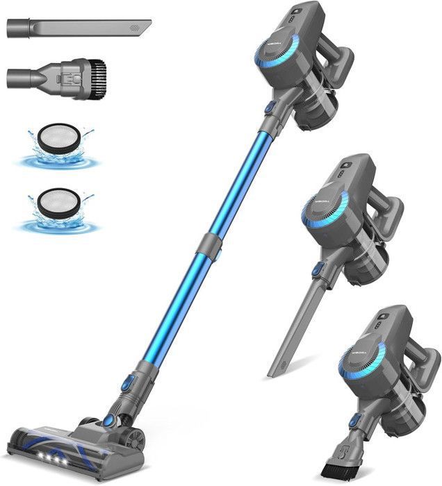 Aspirateur Balai Sans Fil N300 - 25KPa Puissance, 50 Min Autonomie, 6 Accessoires, Léger 1,8 Kg, Pour Sols, Tapis, Voiture
