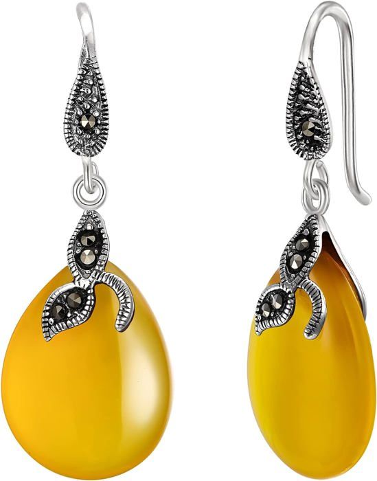 Pendentif Boucles D'oreilles Femme - Argent Massif 925 - Larme Topaze Cz 7mm