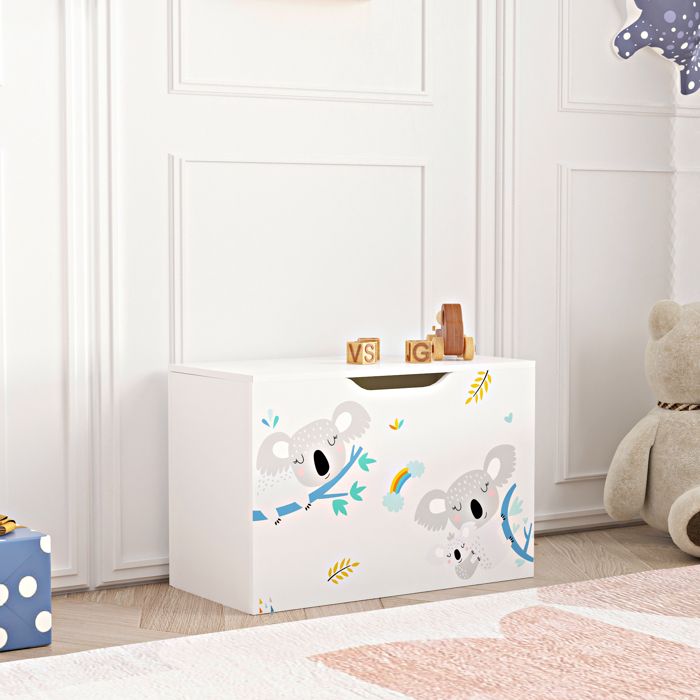 Coffre de rangement Oleiros pour enfant 40 x 60 x 30 cm blanc gris bleu