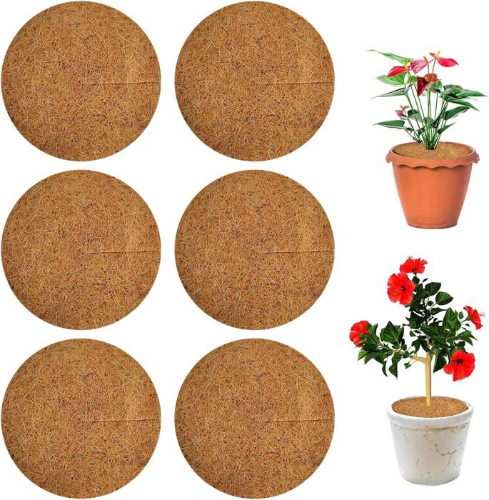 Lot De 8 Disques Paillage Fibre De Coco 30 Cm - Protection Plantes Contre Froid Et Mauvaises Herbes, Isolation Thermique, Marron - 2