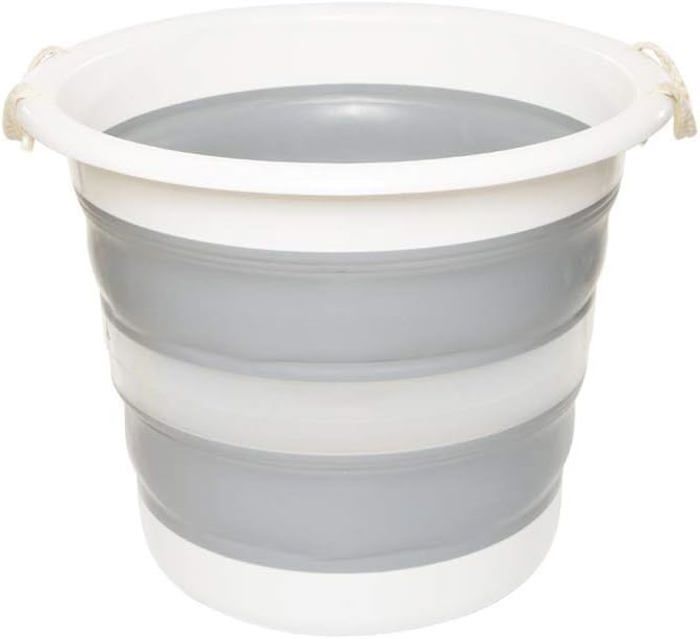 Seau Pliable 20 Litres Avec Poignée - Réservoir D'Eau Camping Portable Noir 28,5 Cm