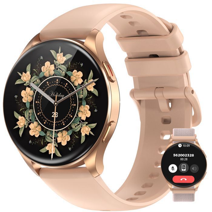 Montre Connectée Femme pour iPhone/Samsung/Android1.43 AMOLED/ 100+ Modes Sportifs/Fonction Féminine/Fréquence Cardiaque