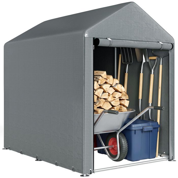 Abri de jardin tente de stockage portable avec cadre en métal galvanisé et grande porte 12 x 18 m