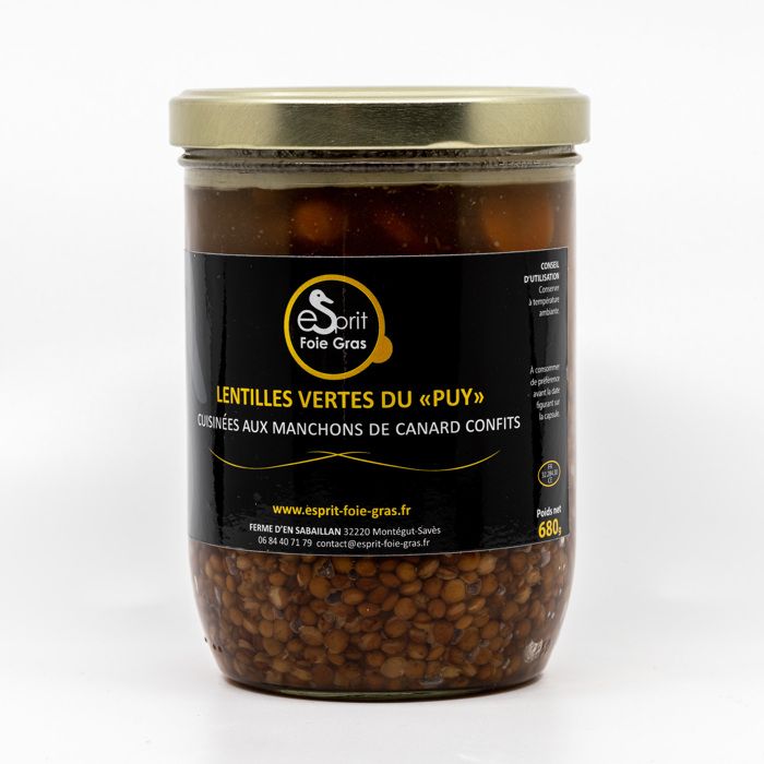 Lentilles vertes du PUY cuisinées aux manchons de canard confits 680 g