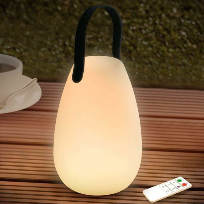 Lampe de Table Rechargeable Extérieure LED 8 Couleurs Dimmable Lampe de Table Sans Fil avec Télécommande 4 Niveaux dintensité